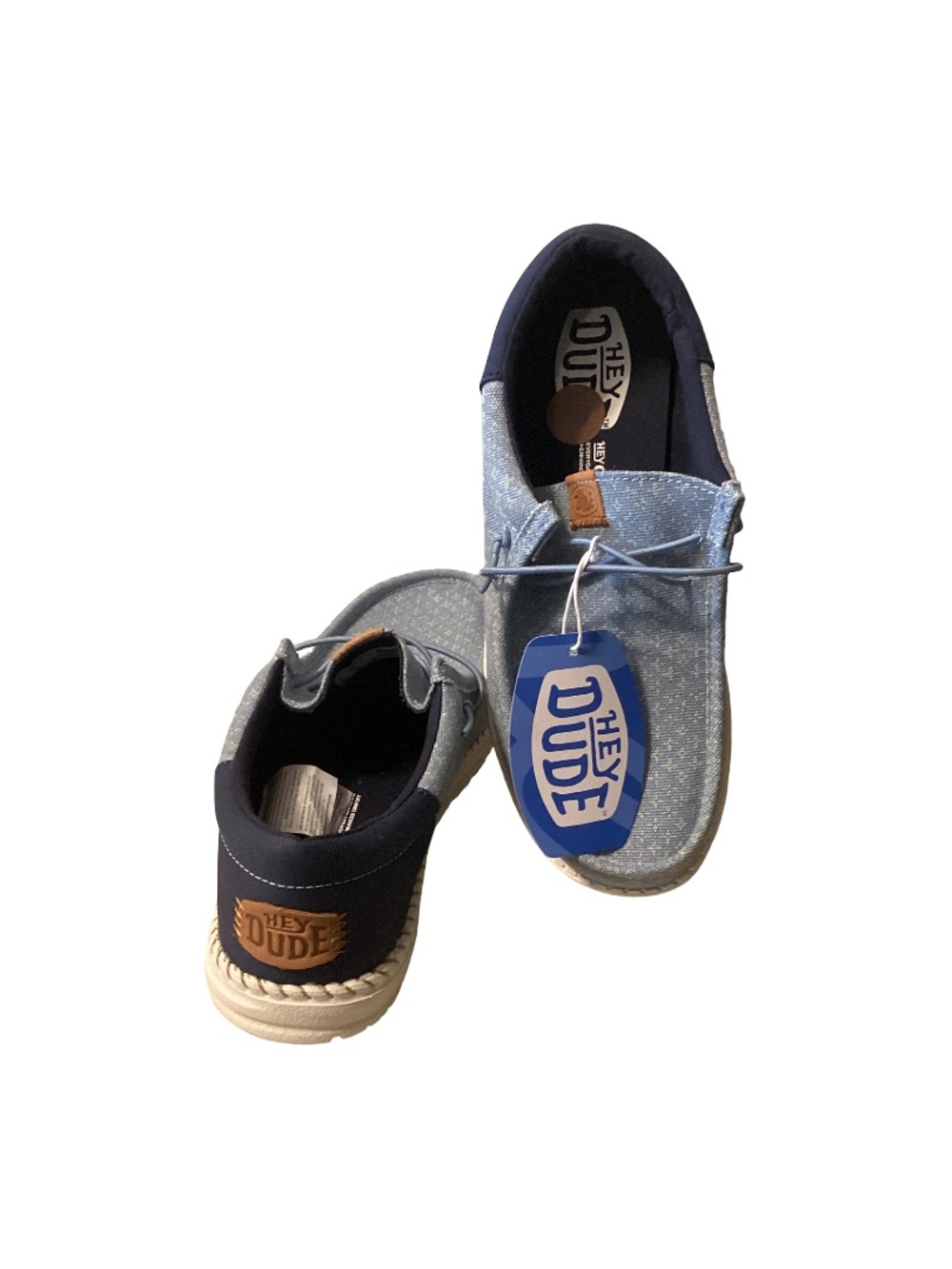 Hey Dude Wally Funk Block Print Men’s 8 Women’s 9 Blue Slip On Shoes NWT